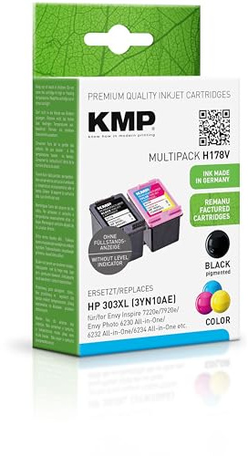 KMP Tintenpatrone passend für HP 303XL (T6N04AE, T6N03AE) Multipack - H178V - für Envy Photo 6230 All-in-One 6232 All-in-One 6234 All-in-One 7... etc.