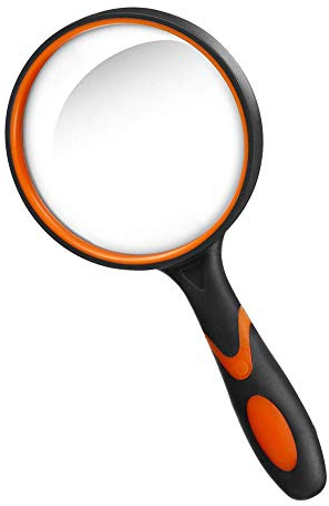 Magnifying Glass 10X, Handheld Reading Magnifier with Non-Slip Soft Rubber Handle, 75mm Magnifying Lens, Shatterproof Magnifying Mirror Reading Books, Inspection, Insects(Orange)