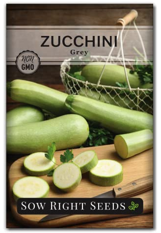 Sow Right Seeds - Grey Zucchini Seed for Planting - Non-GMO Heirloom Packet with Instructions to Plant a Home Vegetable Garden - Vigorous Summer Squash - Mexican Zucchini Good for Large Containers (1)