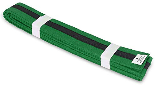 Martial Arts 1.75 Wide Karate/Taekwondo Double Wrap Belts with Black Stripe (Green with Black Stripe, 4)