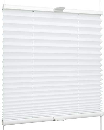 SchattenFreude Klemmfix-Plissee für Fenster | Mit Klemm-Haltern | Ohne Bohren | Reinweiß, Breite: 90cm x Höhe: 130cm