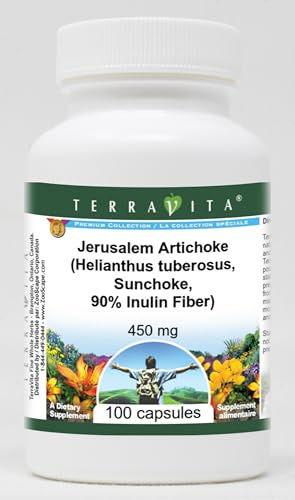Jerusalem Artichoke (Helianthus tuberosus, Sunchoke, 90% Inulin Fiber) - 450 mg (100 Capsules, ZIN: 570983)