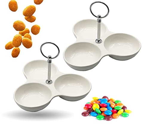 BeBuy24 Servier Etagere 2 Stück Servierschalen Dipschale Dipschalen Servierschale Süßigkeitenschüssel Porzellan