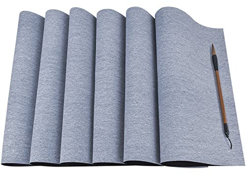 Wisebom Chinese Calligraphy Mat, 6 Mats + 1 Brush, Writing Cloth Set for Students