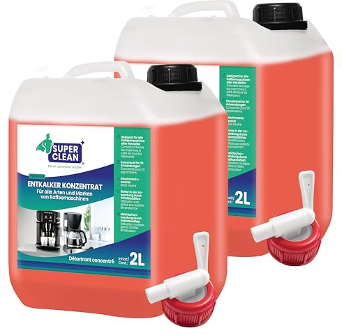 SUPER CLEAN 2 x 2000ml Universal Entkalker Kaffeevollautomat - Flüssig - Für alle Maschinen & Marken - 40 x Entkalkung - Effektiver Flüssigentkalker von Kaffeemaschinen, Wasserkocher & Duschen