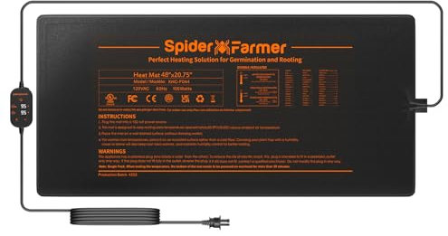Spider Farmer Heizmatte Pflanzen, Wärmematte Set mit Thermostatregler für Sämling Germination und Haustier Heizkissen Zimmergewächshaus Heizmatten Amphibien Pet Mat Wärmer Bett Matte 122x52CM, 108W