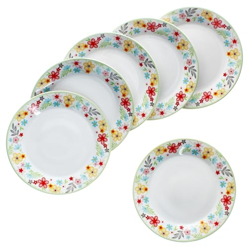 MamboCat Lot de 6 assiettes à gâteau Variant Blümchen I Assiettes à petit-déjeuner en porcelaine colorée pour 6 personnes I Petites assiettes colorées pour salade, dessert, etc. pour le
