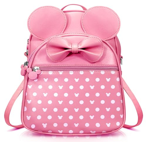 Voikukka Cute Girls Mini Mouse Backpacks for Kids Backpack Purse Pink Toddler Backpacks Small Travel Kid Daypack Women Convertible Shoulder Bag Bowknot Little Girls Children Preschool Backpack