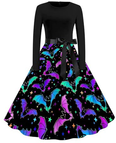 Outlet Angebote Partykleid Kleid Damen Mittelalter Robe Gruselig Maxi Kleid Gesmokte Vintage mit Kapuze Frauen Schulterfrei Outlet Angebote