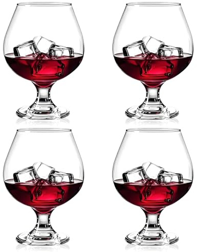 DOTUHAO Cognac Glasses, Set of 4 Brandy Snifter Glasses, 11.5 Oz Short Wine Glass, Short Stem Wine Glass Set for Bourbon, Cognac, Brandy, Drinking Cups (4 PCS)