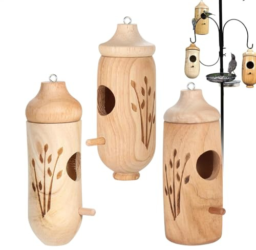 Summ Nid d'oiseaux, nichoirs bourdonnants | 3 x Nid de grotte Hummingbird pour jardin | Maison d'élevage pour restes d'oiseaux pour jardin, cour, balcon