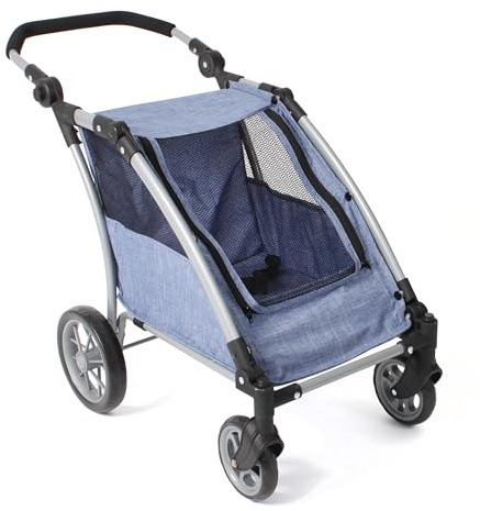 Bayer Chic 2000 Roadster | Zwillings-Puppenwagen Jeans Blue | Verstellbar, 72 x 40 x 64 cm