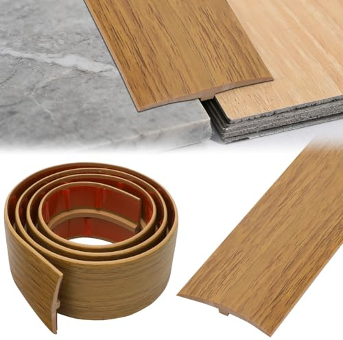 Profilo di transizione autoadesivo, listello di transizione per pavimento, profilo a T, listello di transizione per pavimenti in laminato (rovere chiaro, 1 m x 5 cm)