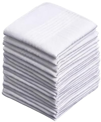 CrestHaven 15 Pcs Cotton Handkerchiefs, Soft Reusable Hankies for Men Absorbent Fabric, Gentle Skin-Friendly Texture, Eco-Friendly Daily Essentials for Formal Events