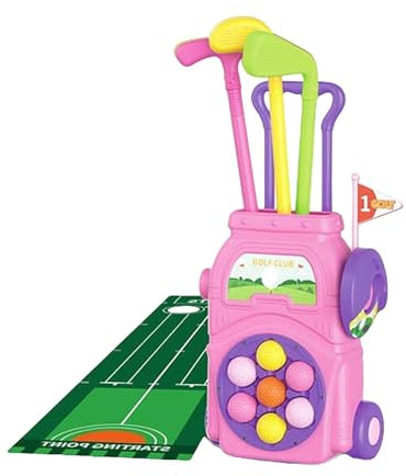 Fxzqgnh Kids Golf Club Set Toy, Sports En Plein Air, Motor Skills, Jouets de Golf En Salle, Golf Set pour Garçons et Filles Garçons Filles Enfants âg, Rose