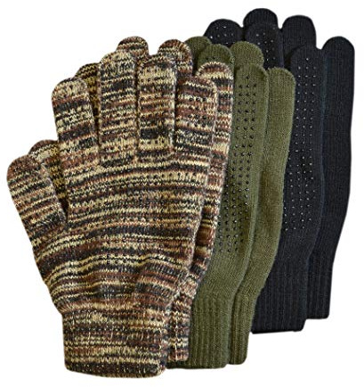 Quietwear Men's 3-Pair Pack Grip Dot Assorted Gloves, Assorted, One Size