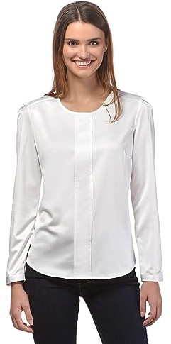 Vincenzo Boretti Blusa, Taglio Abbastanza Aderente, Scollo Rotondo Bianco S