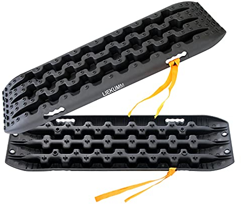 LIEKUMM 2 Stücke Sandbleche Offroad, 105 cm Sandbleche Wohnmobil, 10 t Tragkraft Kunststoff Traktionsmatte Pannenhilfe Reifenleiter für PKW LKW Geländewagen, Sandboard für Sand Schlamm Schne