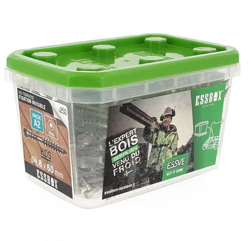 Scell-it Boîte 250 Vis Terrasse Invisible 4.8X60 Inox A2 Torx