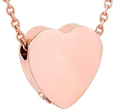 Daesar Asche Anhänger zum Befüllen, Kette Damen Edelstahl mit Anhänger Herz Urnen Halskette für Asche Rosegold 50CM