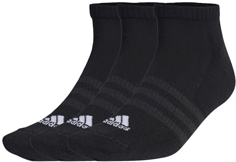 adidas Unisex Cushioned Low-Cut Socks 3 Pairs, Black / White, 6.5-8