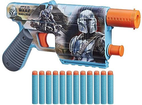 NERF Star Wars The Mandalorian Dart Blaster, 12 Elite Darts, Interner Clip, Spielzeug Foam Blaster für 8 Jahre alte Jungen & Mädchen & Up