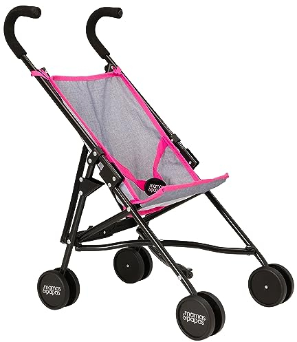 Mamas & Papas Baby Doll Pushchair for Kids | Lightweight Pink Stroller Toy with Umbrella Fold | Toddler Role Play Buggy & Pram | Grey & Pink Doll Stroller for Girls & Boys Ages 3+