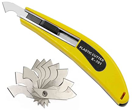 BAISALJI Outil de couteau à crochet de coupe de feuille acrylique, avec une poignée incurvée, il est plus pratique à utiliser. Une poignée, 11 lames.