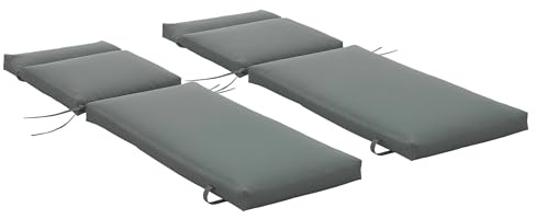 Outsunny Pack 2 Cojines para Tumbona 196x55x8 cm Colchoneta para Tumbona Acolchado Colchón para Silla de Jardín Terraza Balcón Cojines SOLO Gris