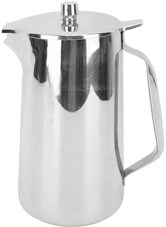 2L Kanna i Rostfritt Stål med Handtag och Lock, Vattenkanna i Metall, Iskanna för Varmt och Kallt Vatten, Vin, Kaffe, Mjölk och Juice Karaff
