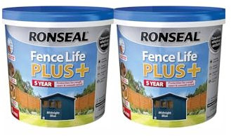 FAB INT PRODUCTS Fence Paint,Exterior Wood Paint - Sheds & Fences Life Plus 10 Litres Total, (2 X MIDNIGHT BLUE)