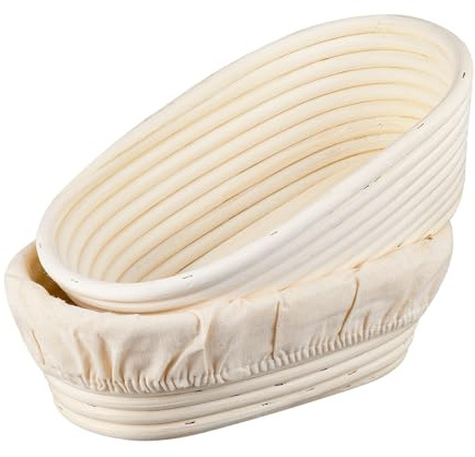 Banneton Bread Proofing Basket - Rattan Proofing Baskets for Sourdough Bread | Banneton Baskets Bowls with Linen Liners for Artisan Homemade Bread Baking (9.84 inch Basket Set of 2)