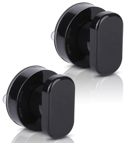 Xiciki Lot de 2 Poignées de Porte à Ventouse - Pour Baie Vitrée, Verre de Salle de Bain, Armoire, Tiroir - Forte Adhérence - Noir
