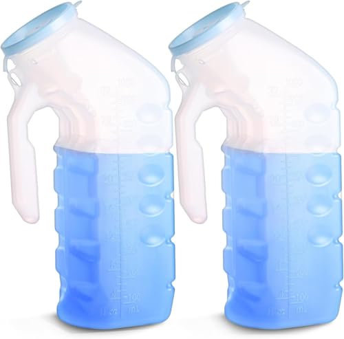 Atoke 2 Pack Urinals for Men Glow in The Dark,Portable Pee Bottle with Lid for Travel,Hospitals, Emergency, and Camping