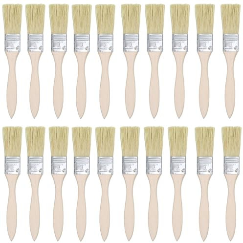 20 Pack Small Paint Brushes, 1 Inch Paint Brush Set, Glue Brush & Varnish Brush for Wood, Disposable Paint Brushes for Paint, Stains, Varnishes, Glues and Home DIY(17.5x2.5cm)
