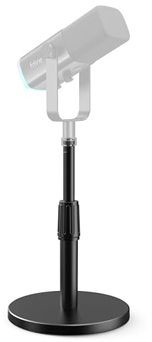 FIFINE Desktop Microphone Stand, Heavy-Duty Metal Adjustable Table Mic Stand with 5/8 Male to 3/8 Female Screw Adapter, 4 Non-Slip Pads Compatible with Microphones for Recording, Streaming-BS1
