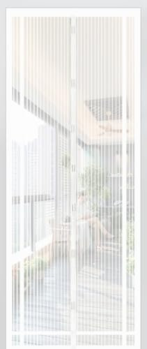 Sekey 160x230cm Rideau Magnétique Anti-Insectes Idéal pour Porte de Balcon, Porte de Cave, Porte de Terrasse (Découpable en Hauteur et Largeur) Grâce au Montage Facile, Blanc