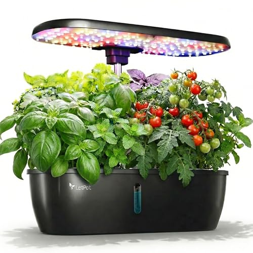 LETPOT Hydroponics Growing System, 12 Pods Indoor Herb Garden Kit with 24W LED Grow Light, 5.5L Water Tank & 16 Adjustable Height, Smart Indoor Gardening System for Kitchen, Home & Gift