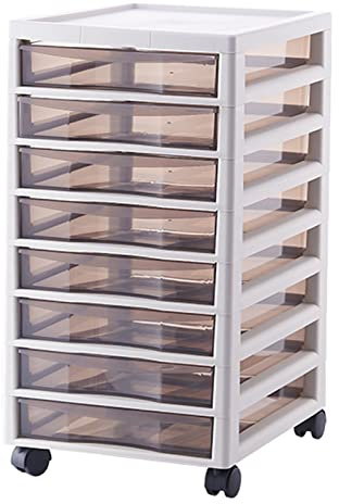 Carrello portaoggetti in plastica con 8 cassetti, per ufficio, scuola e forniture artistiche, per album di ritagli, piccoli strumenti e uso in classe, bianco