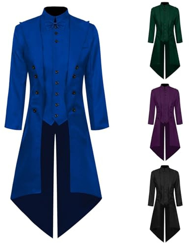 Nuevo 2025 Steampunk Hombre Abrigo Gótico Chaqueta Larga Trendy Frack Retro Medieval Falda Victoriana Chaleco Traje Tuxedo Pirata Vampiro Cosplay Ropa Halloween Disfraz Pirata