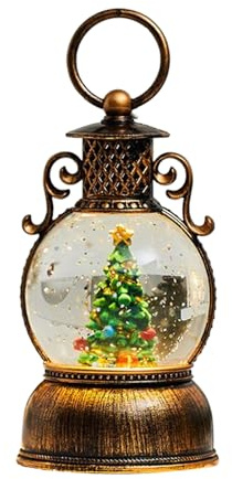 Husoiuy Bola De Nieve Navideña,Retro De Invierno,Globo De Nieve De Santa Navideño con Luz | para Adolescentes Adultos Hombres Mujeres Repisa Comedor Dormitorio Alféizar