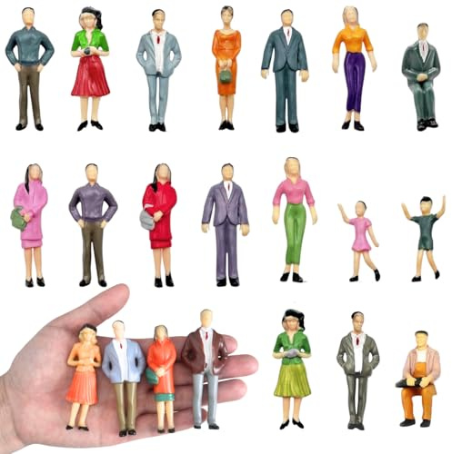 VICDUEKG 14 figuras en miniatura diferentes poses modelo pintado figuras para modelismo escala 1:25 figuras humanas de pie y sentadas miniaturas modelo arquitectónico modelo pequeño personas