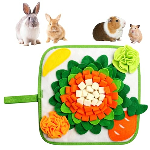Guinea Pig Snuffle Mat, Floral Print Rabbit Enrichment Toy, 30×30cm Felt and Polar Fleece Foraging Mat, Interactive Feeding Activity for Rabbits and Guinea Pigs, Stress Relief and Boredom Breaker