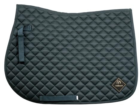 THKtack All Purpose English Saddle Pad Full Size | Diamond Quilted Horse Saddle Cloth | Fits 16-18 Inch Saddles | Equestrian Accesories | Horse Riding Equipments (Dark Green)