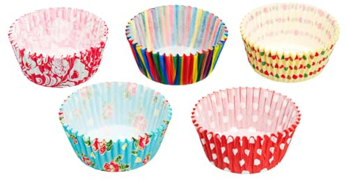 KitchenCraft Confezione da 250 pirottini per cupcake, stampe floreali e a righe assortite, carta, multicolore, 7 cm