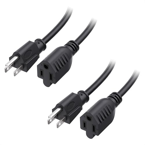 [ETL Listed] Cable Matters 2-Pack 16 AWG Heavy Duty 13A Power Extension Cord - 10ft, 3 Prong Power Cord Extension, NEMA 5-15P to NEMA 5-15R, Black