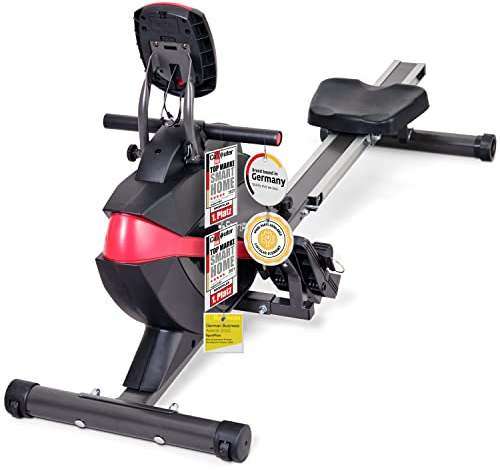 SportPlus Rudergerät für zuhause klappbar - extra leises Magnetbremssystem, Heimtrainer Rudergerät klappbar - Indoor Rudermaschine Fitness - Home Gym Fitness - Rudergerät bis 150kg
