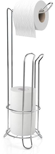 Crystals Stainless Steel Chrome Wire Frame Free Standing Bathroom Toilet Paper Roll Holder with 3 Rolls Storage