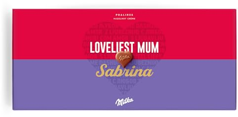 Milka Schokolade Personalisiert - Herzförmige Pralinen, Schokoladengeschenke mit Haselnuss-Nougat Cremefüllung (220 gramm, Milka)