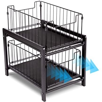 VINILITE Organizador con Cestas Deslizantes en 2 Niveles Organizador Debajo del Fregadero Estantería para Especias Cocina Encimera Especiero de Pie